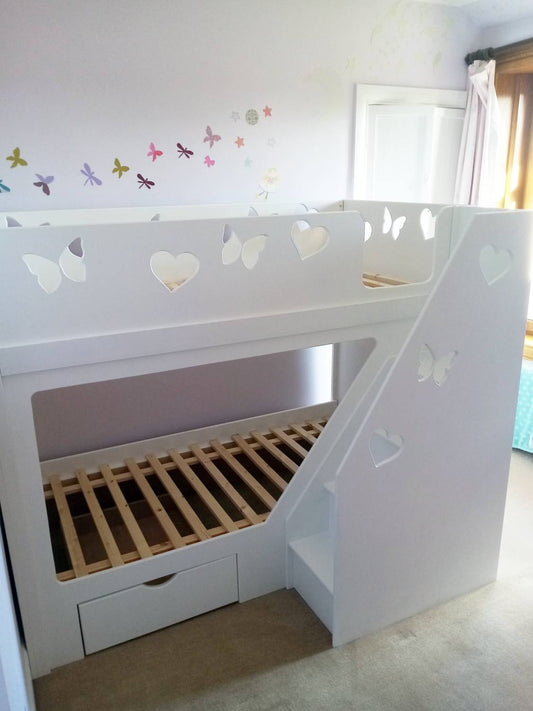 Traditional Joiners Full Height Bed with Stairs Butterflies