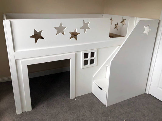 Traditional Joiners Space Saver Bed with Front Stairs.  With Stars