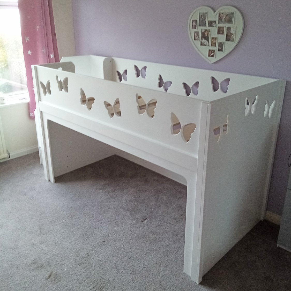 Traditional Joiners Space Saver bed with Side Stairs. Butterflies and open area