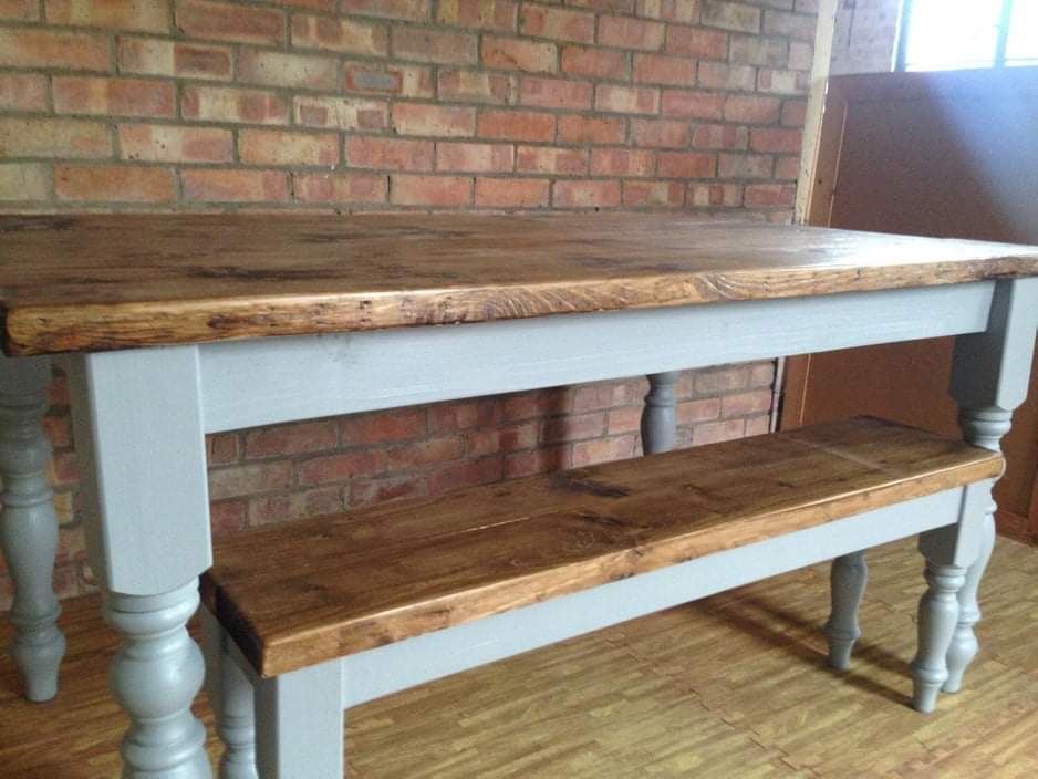 Traditional Joiners Turned Leg Tables & Benches. custom colours